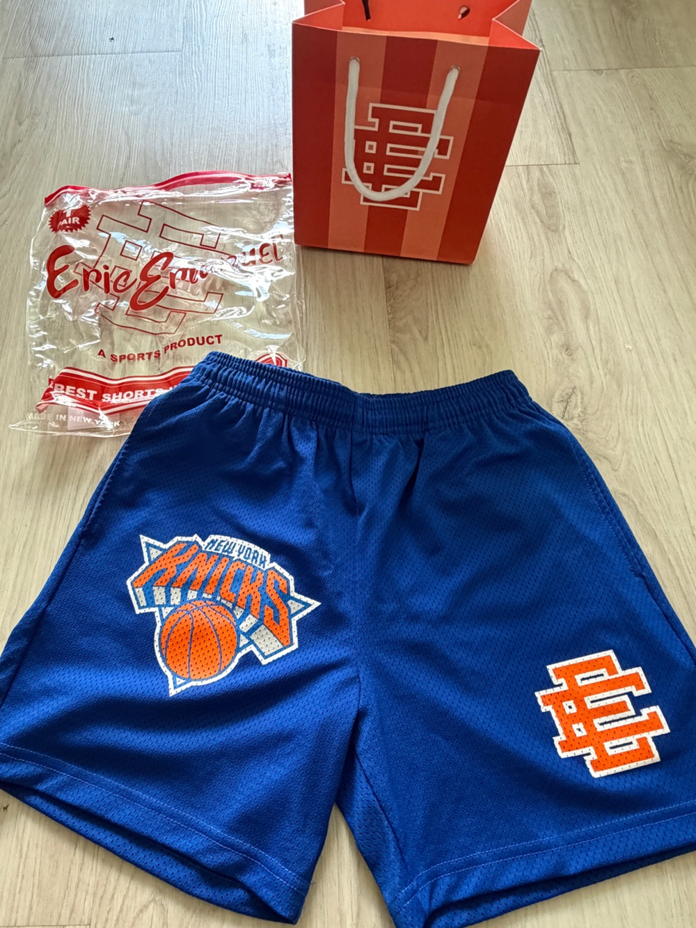 NWT Eric Emanuel Knicks Royal Blue Mesh Shorts with Navy Trim